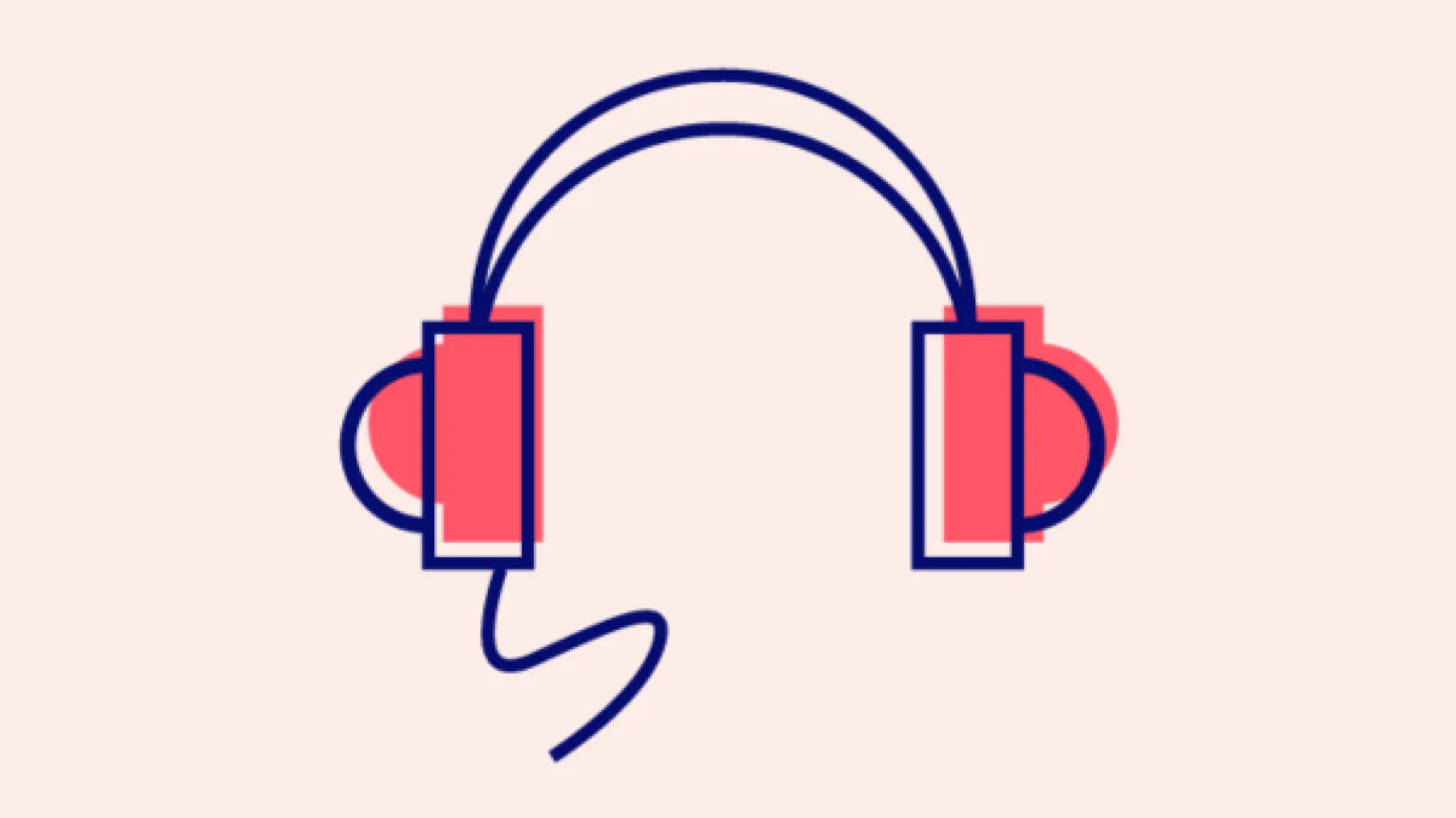 Illustratie van een headset met microfoon in blauw en roze, als symbool voor een podcast, gesprek of luisterervaring.